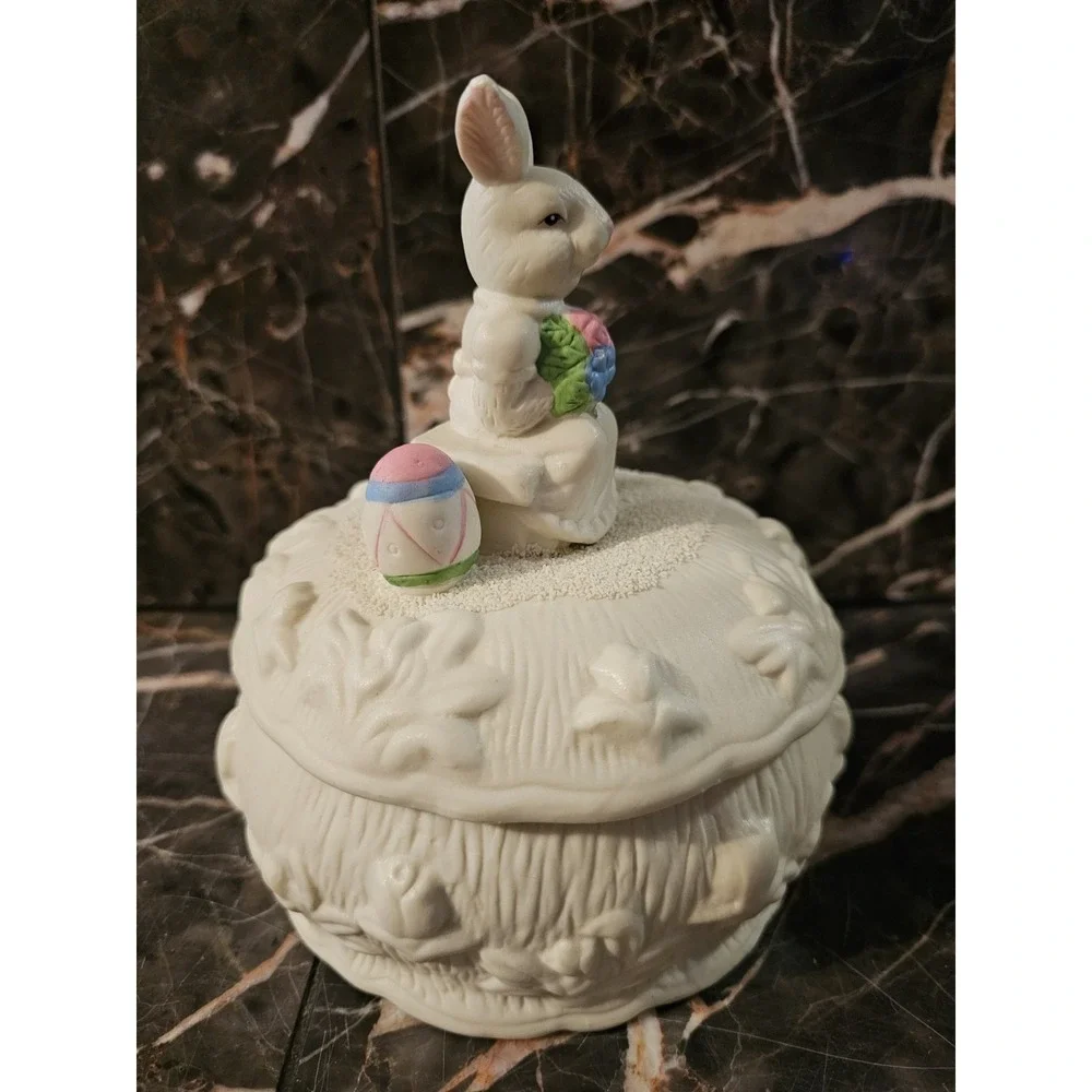 Vintage Covered Candy Bowl Centerpiece Easter Spring Decoration 7